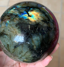 Large Flashy Blue Rainbow Labradorite Crystal Sphere LAB10188