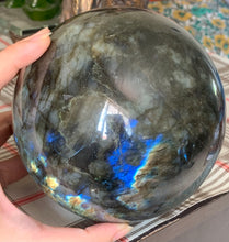 Large Flashy Blue Rainbow Labradorite Crystal Sphere LAB10170