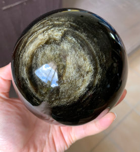 Large Mexico Gold Sheen Obsidian Stone Mineral Crystal Sphere - GOB10167