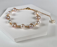 Freshwater Pearl crystal Gemstone beads Gold Bracelet