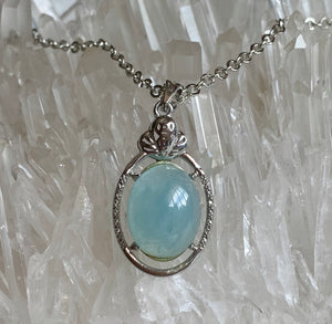 Natural Aquamarine Gemstone Silver Pendant Necklace Jewelry AQP10100